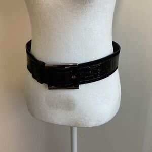 Vintage Elegant Black Leather Belt by White House Black Market